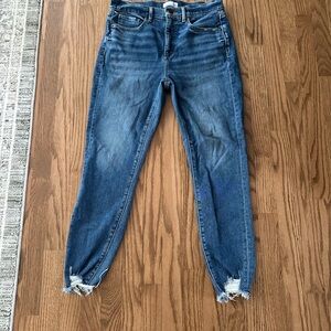 LOFT Blue Skinny Jeans with Distressed Details